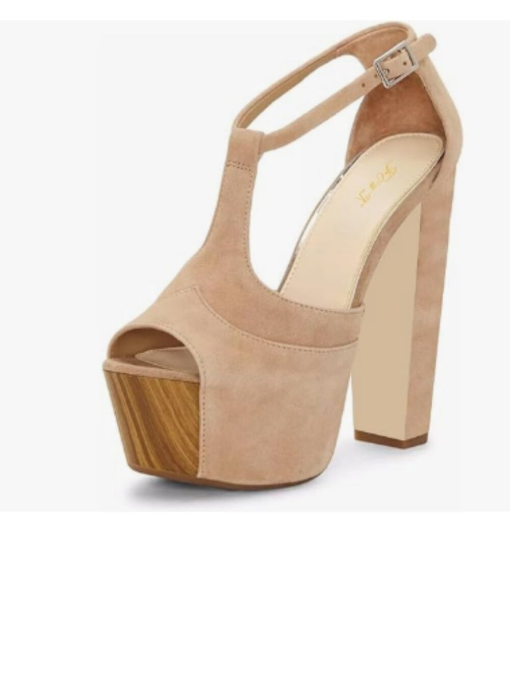 FOWT Nude Platform Peep Toe Pumps Ankle Strap Block High Heels Sexy Shoes